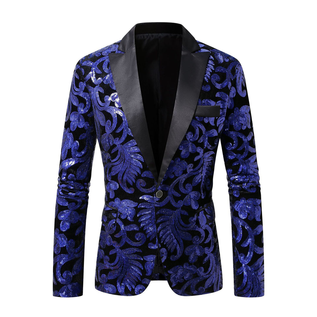 Herren eleganter Pailletten-Blazer im luxuriösen floralem Design Drune