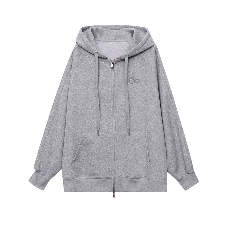 Damen lässige Kapuzenjacke mit Zip und Oversize Schnitt Drune