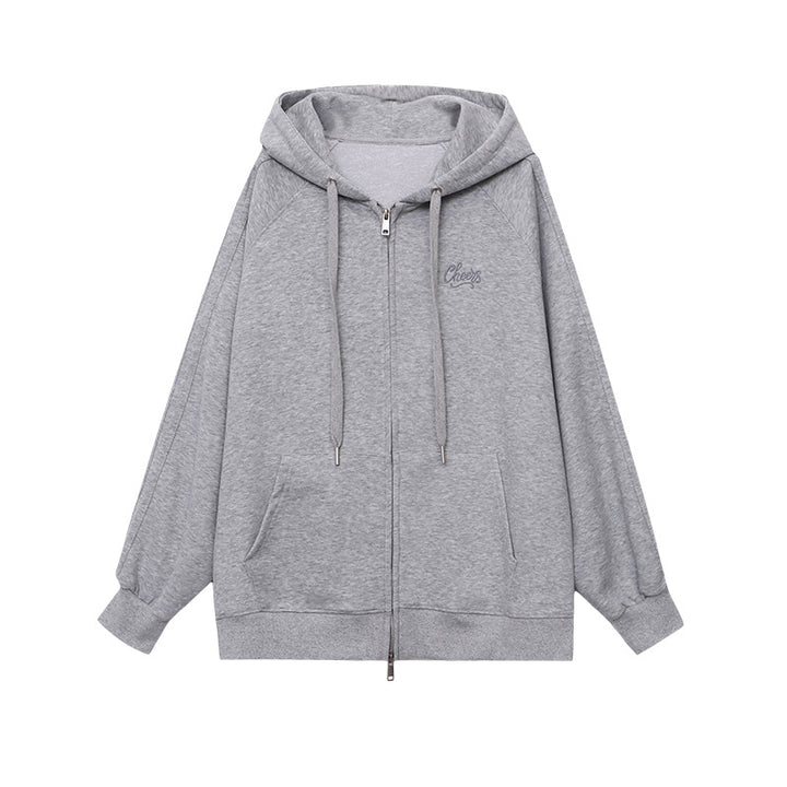 Damen lässige Kapuzenjacke mit Zip und Oversize Schnitt Drune