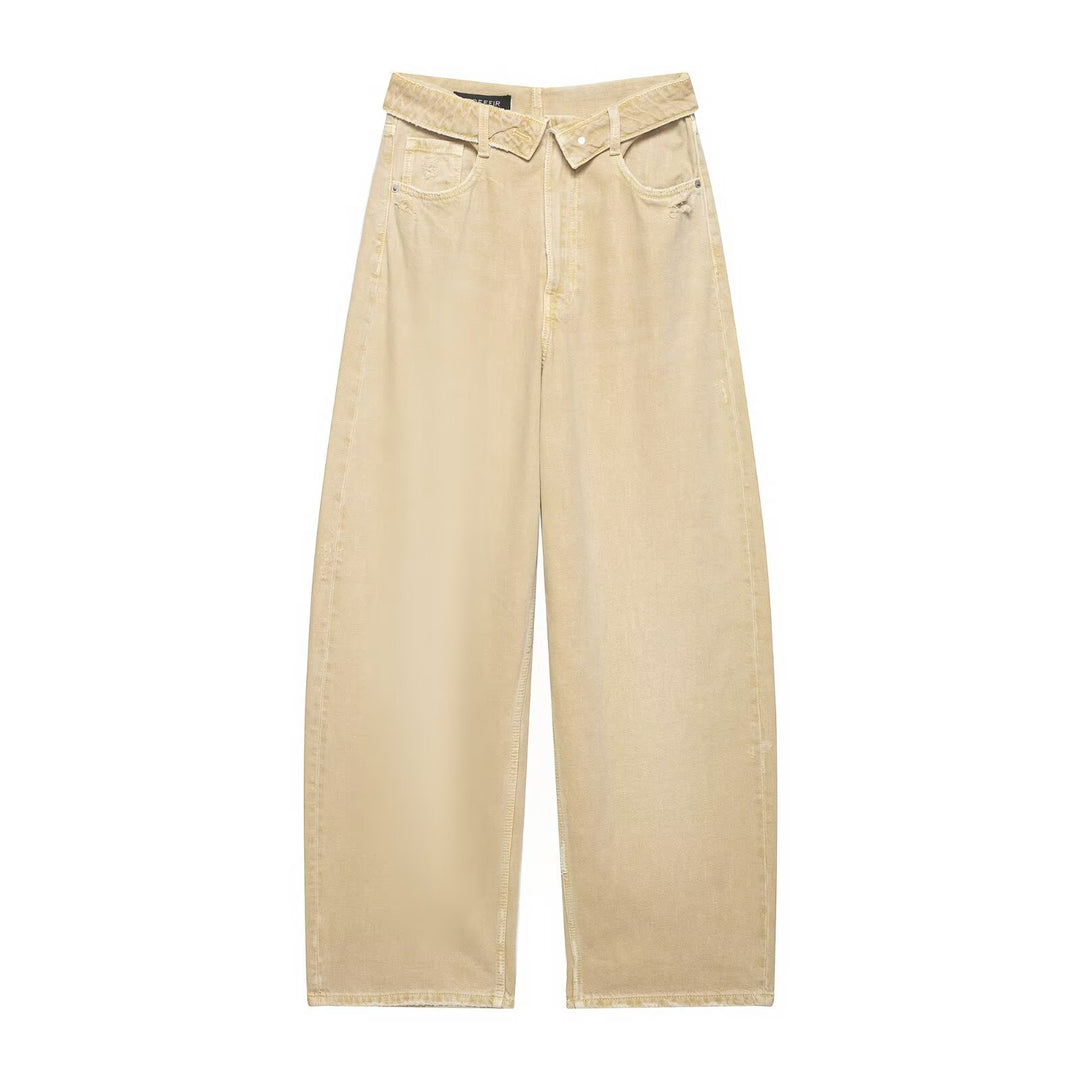 Damen nan weite Highwaist-Jeans im Vintage-Look mit ausgefransten Rissen Drune