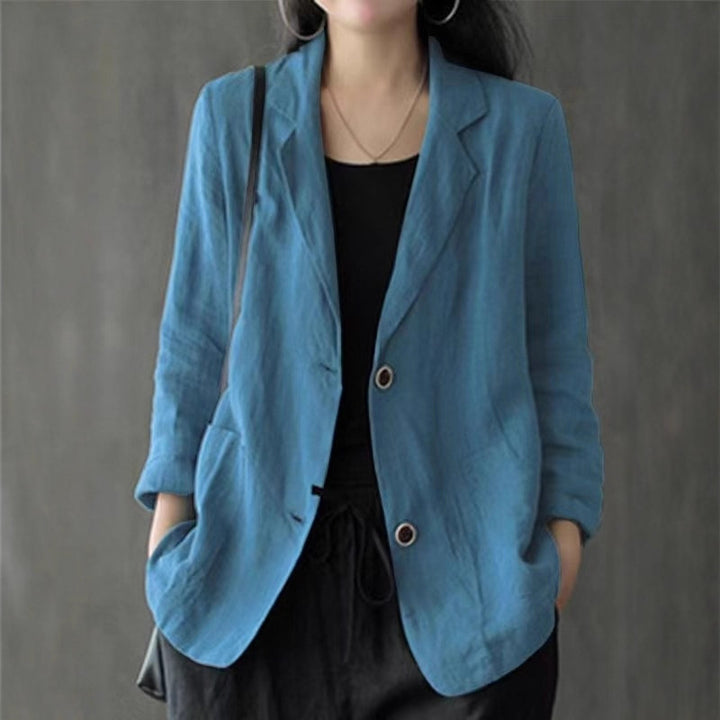 Damen Leinenblazer im lässigen Stil mit lockerer Passform und aufgesetzten Taschen Drune