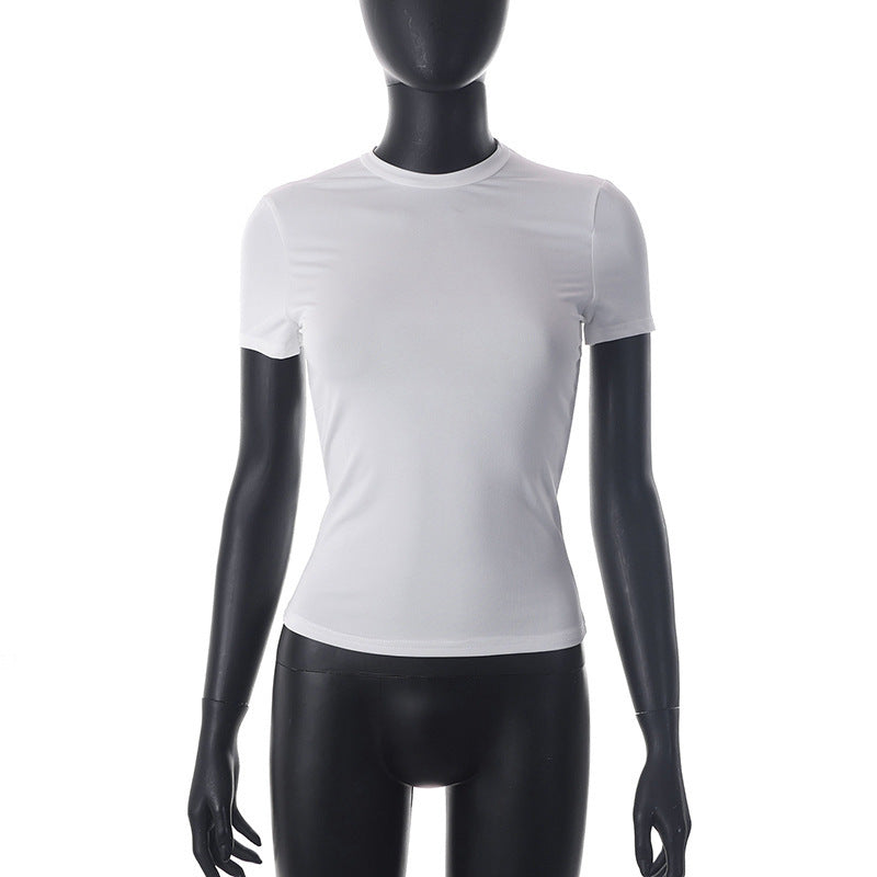 Damen Figurbetontes Kurzarm-T-Shirt mit hochqualitativem Stretch-Material Drune