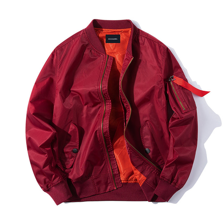 Herren  leichte Flug-Bomberjacke mit kontrastierendem thermischem Futter und Ärmeltasche mit Reißverschluss Drune