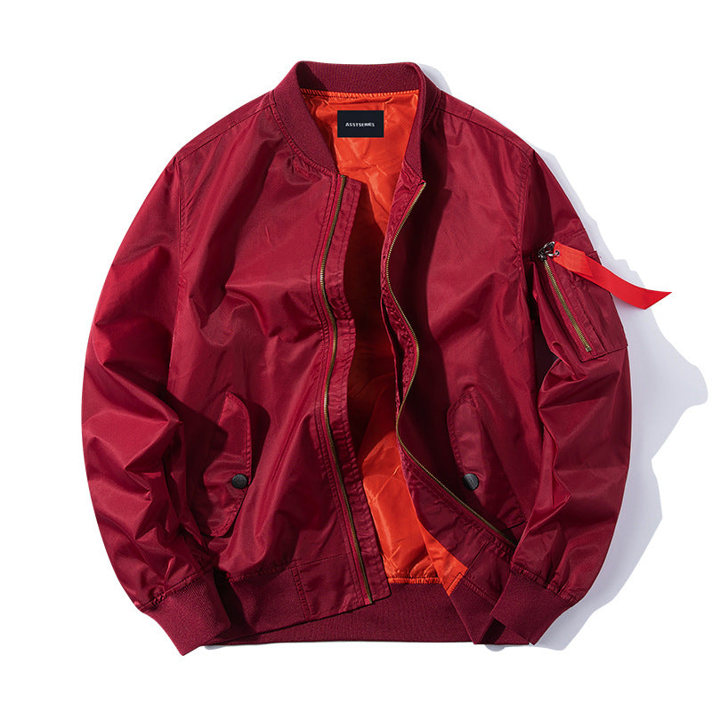 Herren o Leicht Nylon Flug Bomberjacke mit hochsichtbarem Kontrastfutter, Ärmelsichtreißverschluss, Utility-Tasche und gerippten Abschlüssen Drune