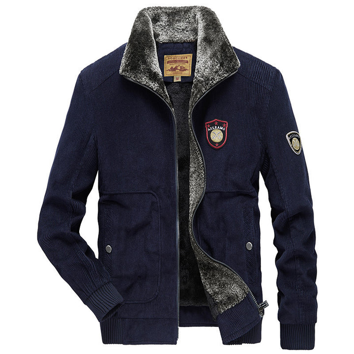 Herren Cordjacke mit wärmender Teddy-Innenfütterung und Badge-Details Drune