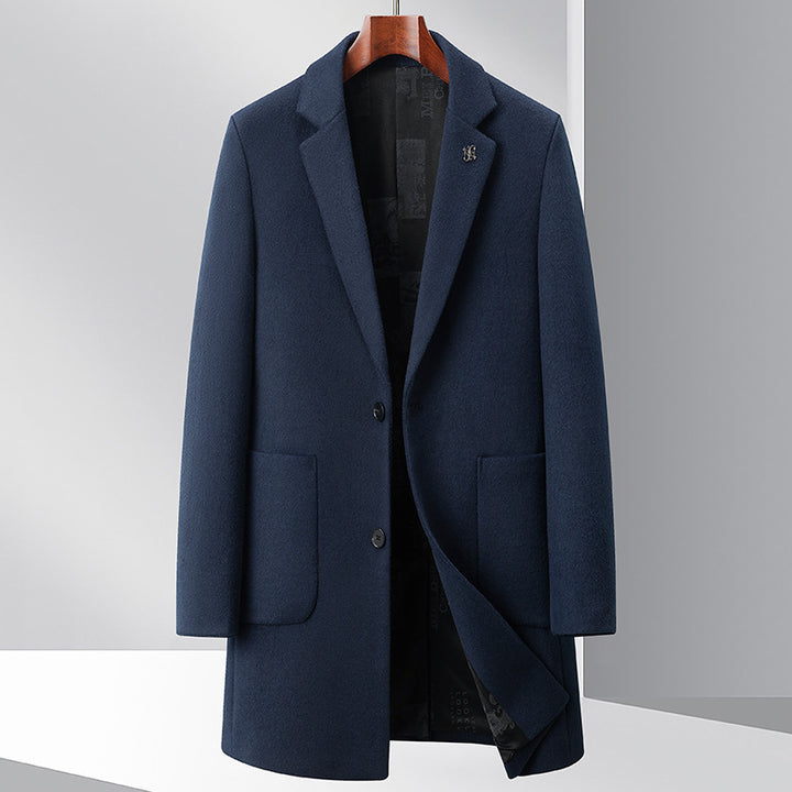 Herren eleganter Mantel aus hochwertiger Wolle mit modernem Schnitt Drune