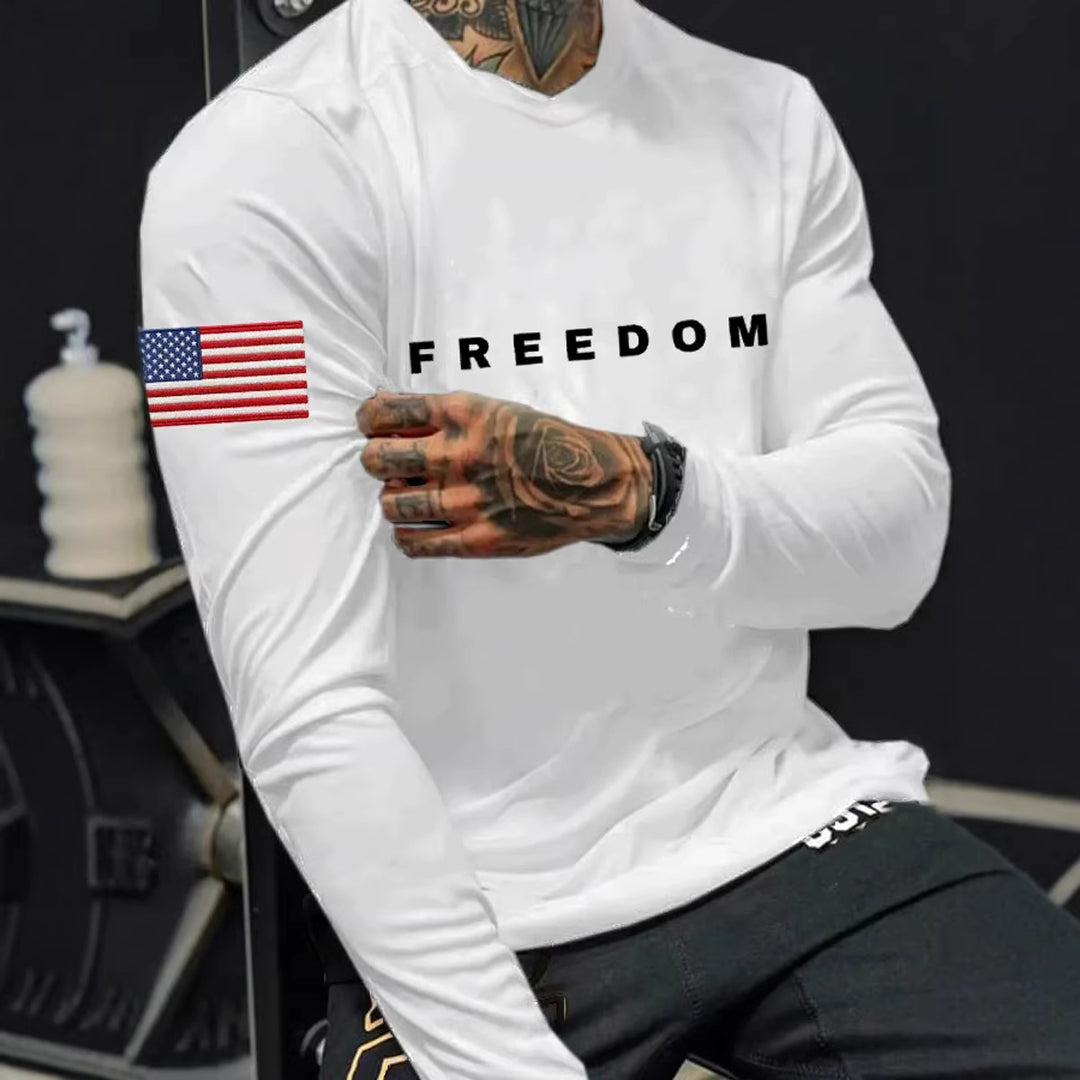 Herren Langarmshirt mit amerikanischem Flaggenmotiv Drune