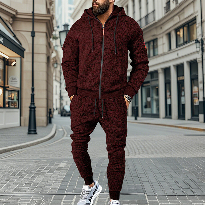 Herren stylischer Freizeitanzug mit Kapuze und praktischen Taschen Drune