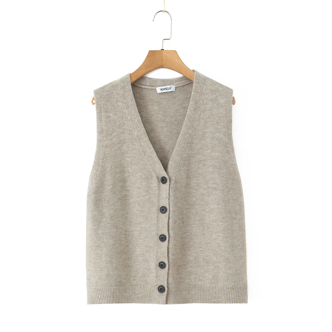 Damen elegantes Strickset mit langem Cardigan, Knopfleiste und weit geschnittenen Hosen Drune