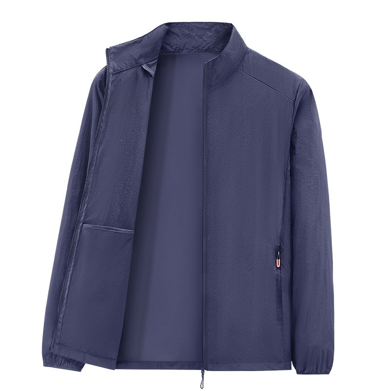 Herren Ultraleichte packbare Windjacke mit Innenfach, Stehkragen & Reißverschlusstaschen Drune