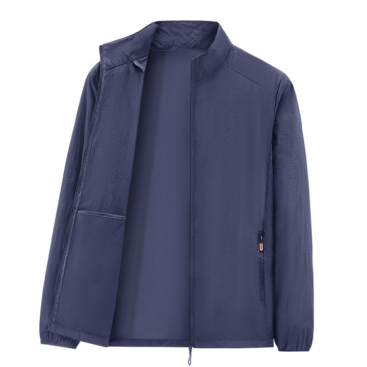 Herren Ultraleichte packbare Windjacke mit Innenfach, Stehkragen & Reißverschlusstaschen Drune