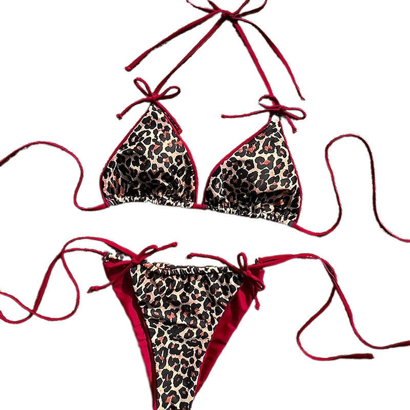 Damen Triangel-Bikini-Set mit verstellbaren Bändern und tierisch inspiriertem Design Drune