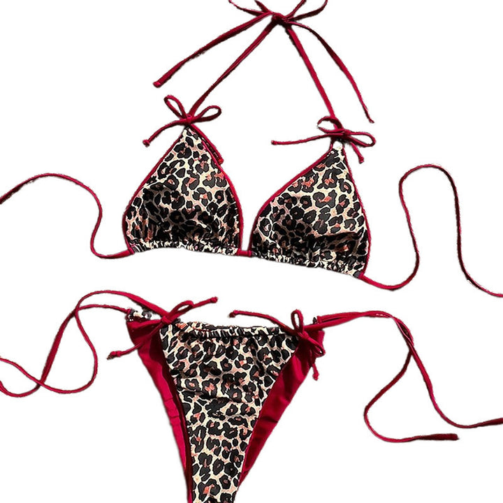 Damen Triangel-Bikini-Set mit verstellbaren Bändern und tierisch inspiriertem Design Drune