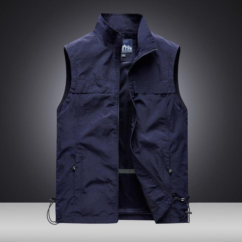 Herren Leichte wind- und wasserabweisende Utility-Weste mit Stehkragen, Mesh-Futter & verstellbarem Saum Drune