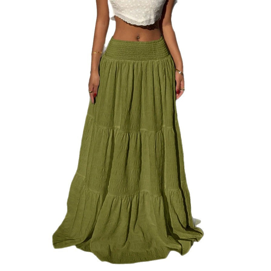 Damen Maxirock im lässigen Boho-Stil mit voluminösen Stufen Drune