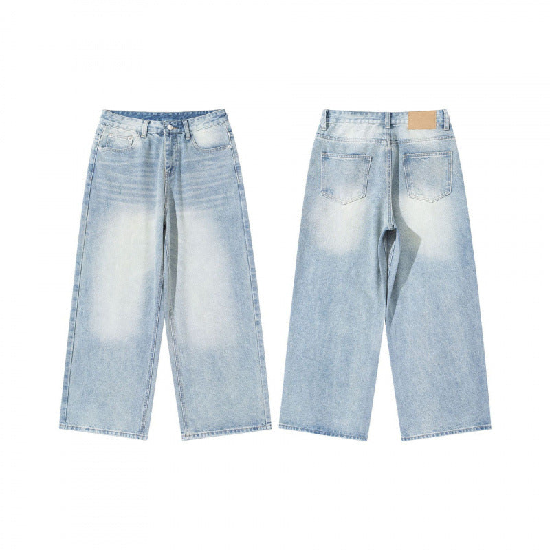 Damen Hoher Bund weit geschnittene gerade Jeans aus Vintage-Denim Drune