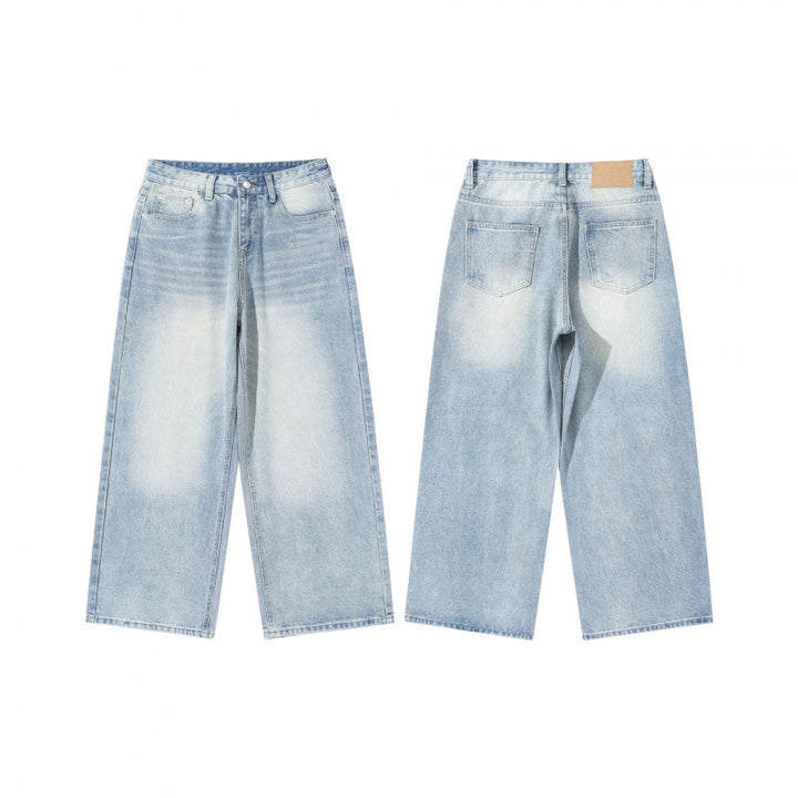 Damen Hoher Bund weit geschnittene gerade Jeans aus Vintage-Denim Drune