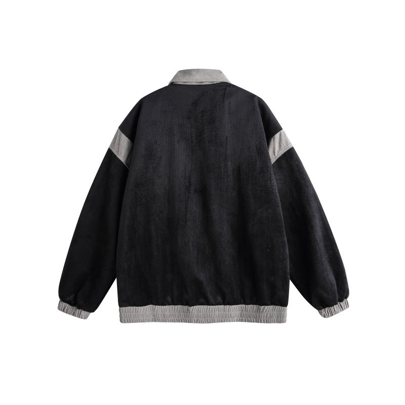 Unisex Harrington-Blousonjacke mit Strukturstoff und Kontrastbesatz Drune