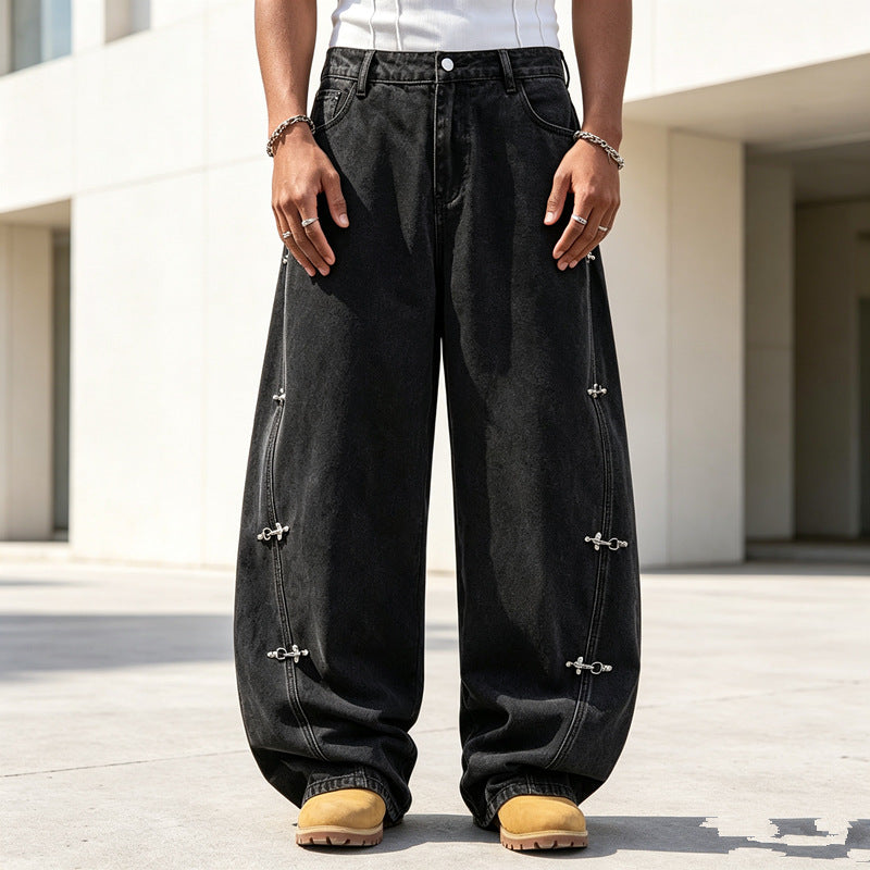 Herren Modische Weit geschnittene Jeans Drune