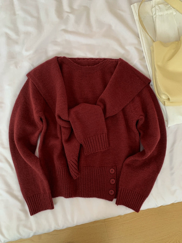 Damen eleganter pullover mit abnehmbarem Kragen Drune