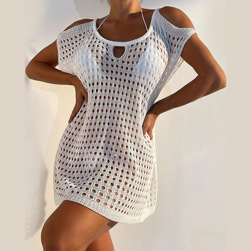 Damen transparentes Netzkleid mit Cut-Out-Details Drune