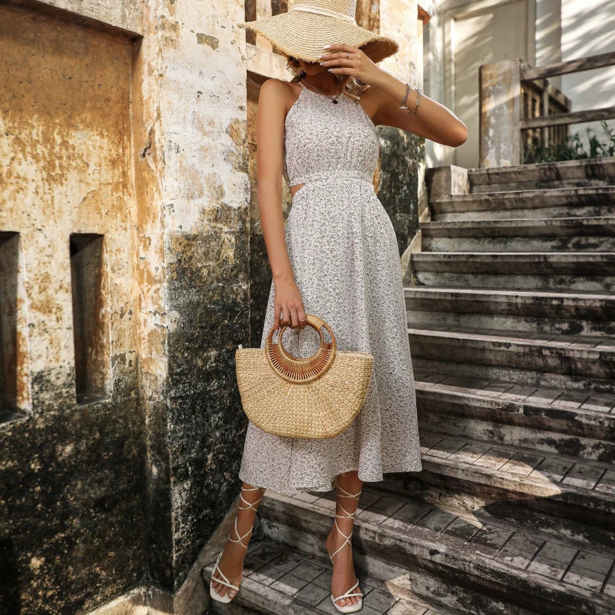 Damen Maxikleid mit floralem Design und schwingendem Saum Drune