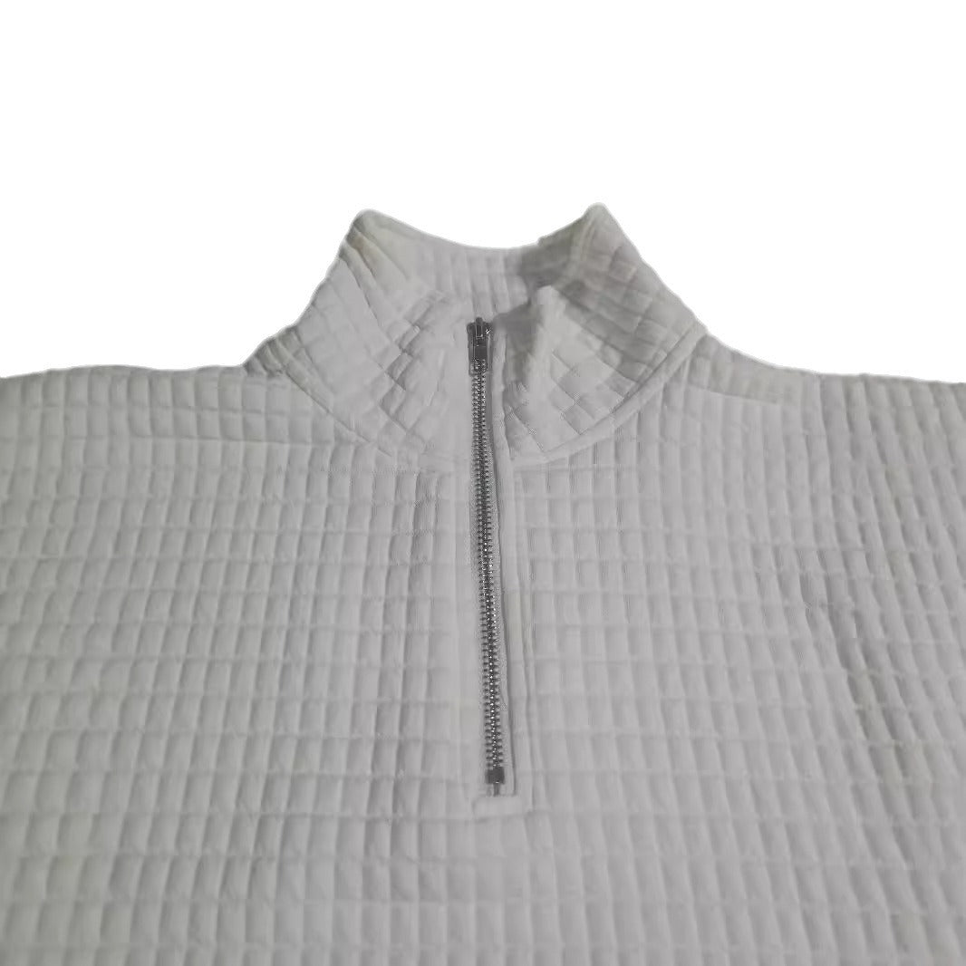 Damen modischer Stepp-Pullover mit halbem Reißverschluss Drune
