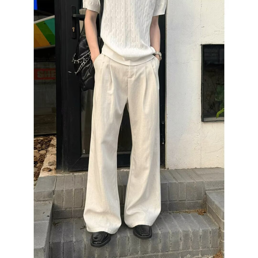 Herren Lässige und bequeme Weitgeschnittene Leinenhose Drune