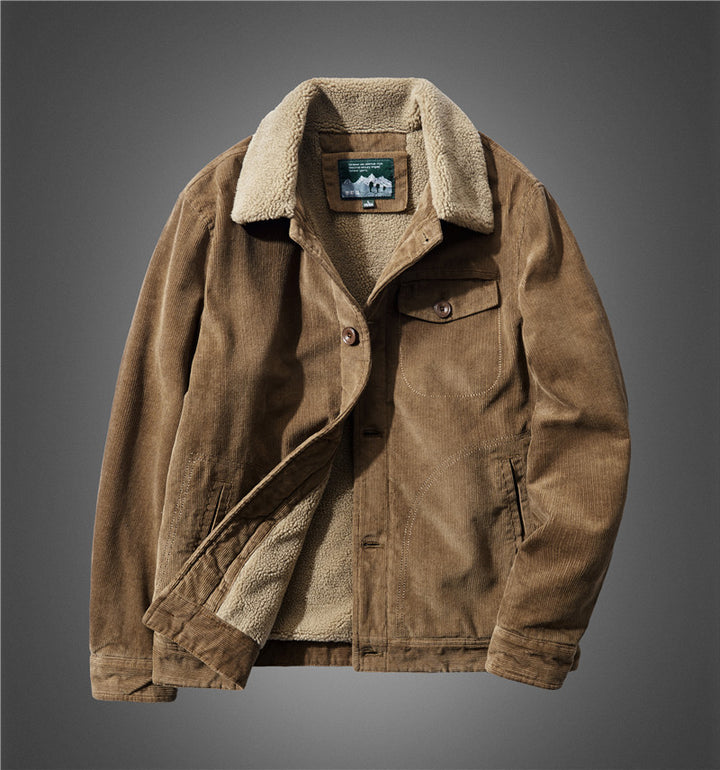 Herren Lässige Cordjacke mit Teddyfutter Drune