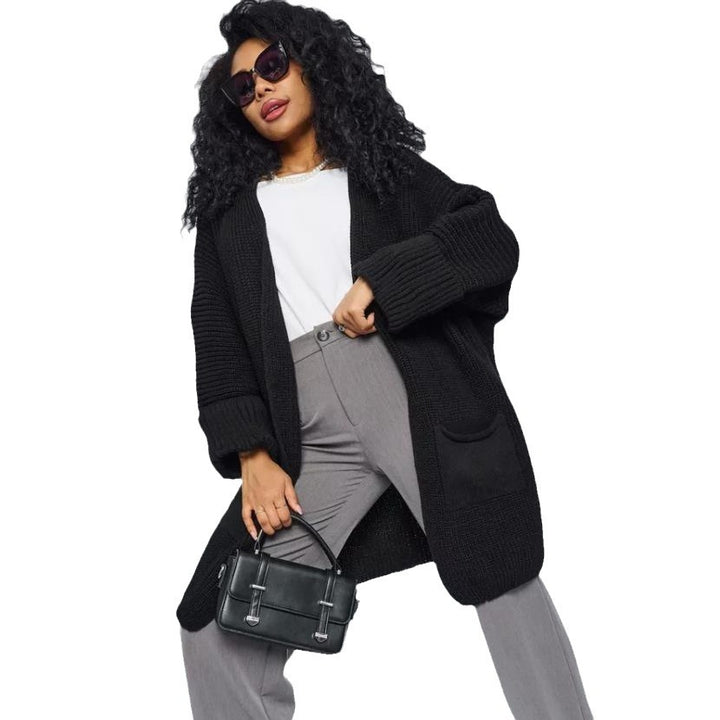 Damen Langer Strickcardigan mit offenen Fronten und praktischen Taschen Drune