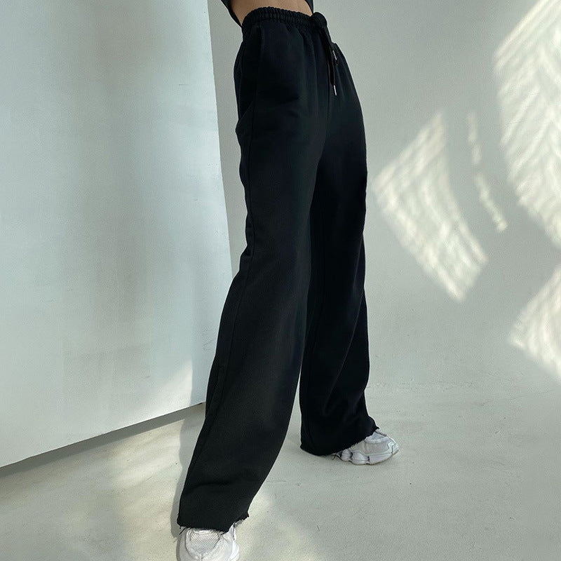 Damen Bequeme Freizeithose mit elastischem Bund und Kordelzug Drune