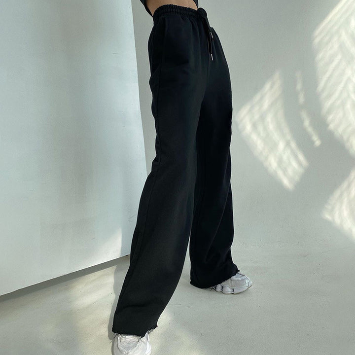 Damen Bequeme Freizeithose mit elastischem Bund und Kordelzug Drune