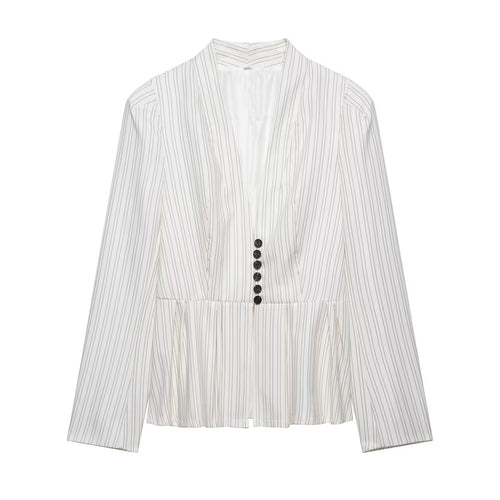 Damen Taillierter Blazer mit Schalkragen, feinen Nadelstreifen und Taillenbetonung Drune