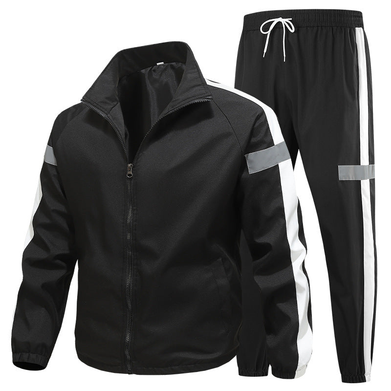 Herren Sportliches Trainingsanzug-Set mit Reißverschlussjacke, Jogginghose und reflektierenden Einsätzen Drune