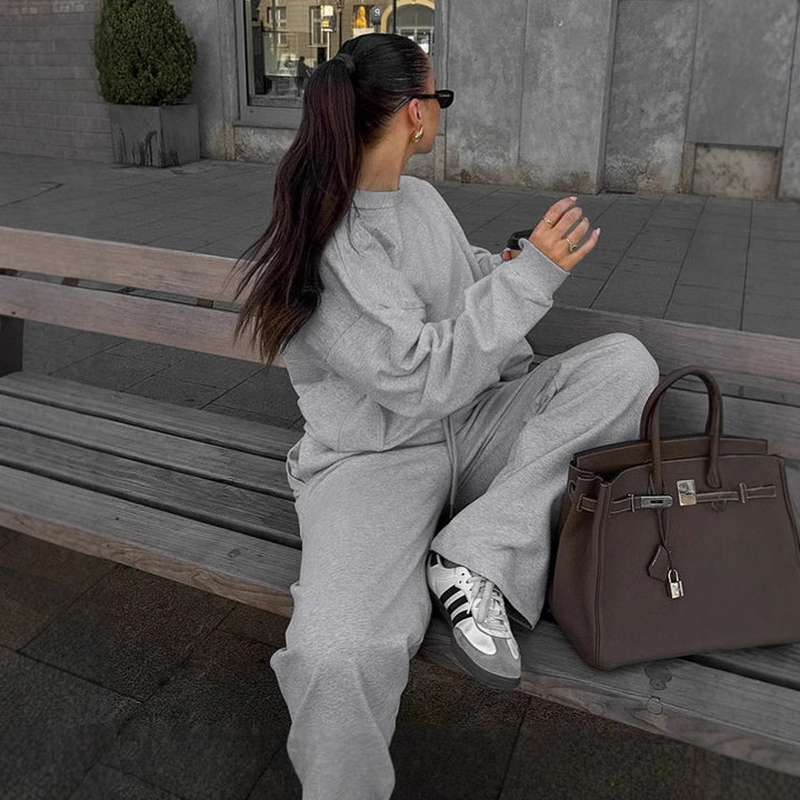 Damen Bequemer Sportanzug mit weitem Schnitt und modischen Details Drune