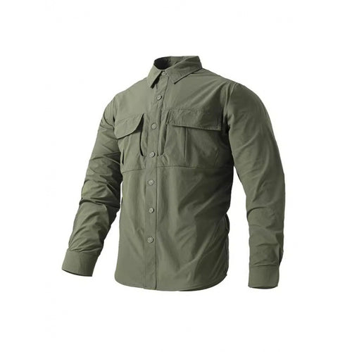 Herren Leichte Hemdenjacke im Utility‑Stil mit aufgesetzten Brustklappen und Knopfleiste Drune