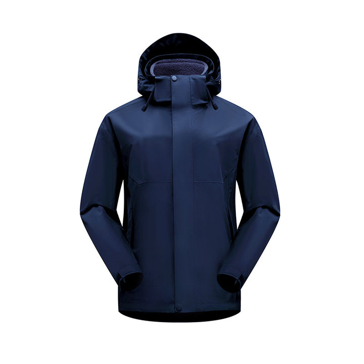 Unisex wasserdichte atmungsaktive Regenjacke mit Kapuze und Fleece-Innenfutter Drune