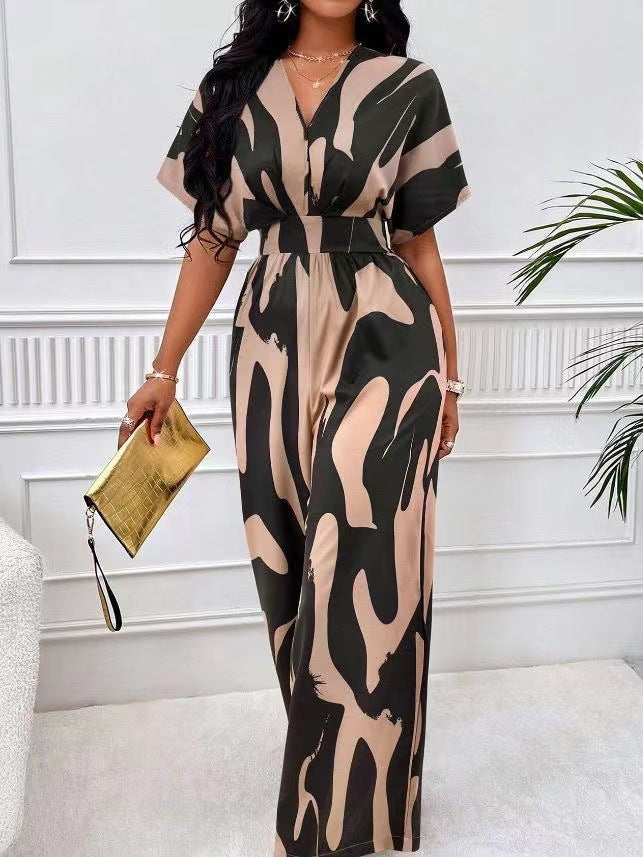 Damen Eleganter Jumpsuit mit weit geschnittenem Bein und raffiniertem Design Drune