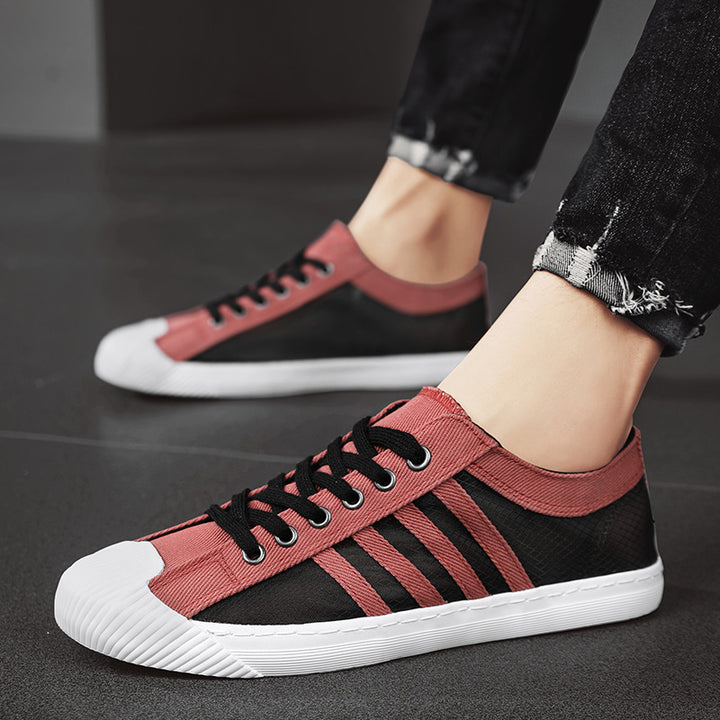 Herren atmungsaktive Low-Top Sneaker mit transparenten Mesh-Einsätzen Drune