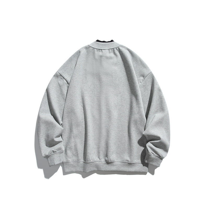 Unisex Oversize Knopfcardigan aus schwerer Baumwollfrottee mit tonalen Nahtpaspeln und geripptem Innenkragen Drune