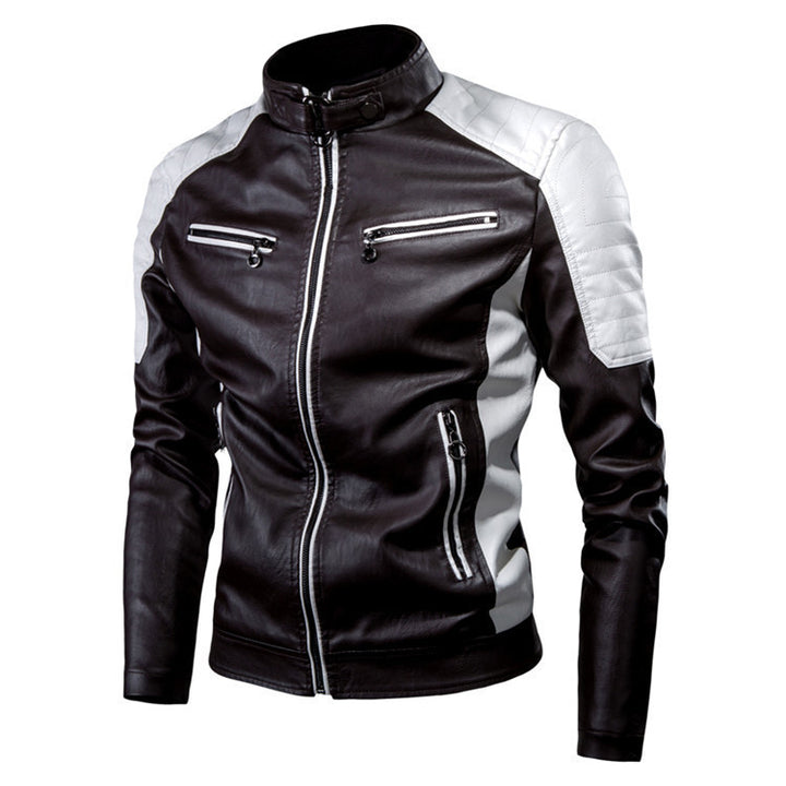 Herren Kunstleder-Pilotenblouson im Rennsportstil mit gesteppter Schulterpartie Drune