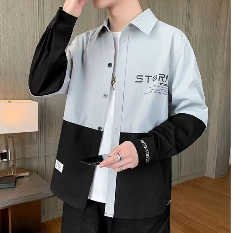 Herren modische Hemdjacke mit Farbblockdesign Drune