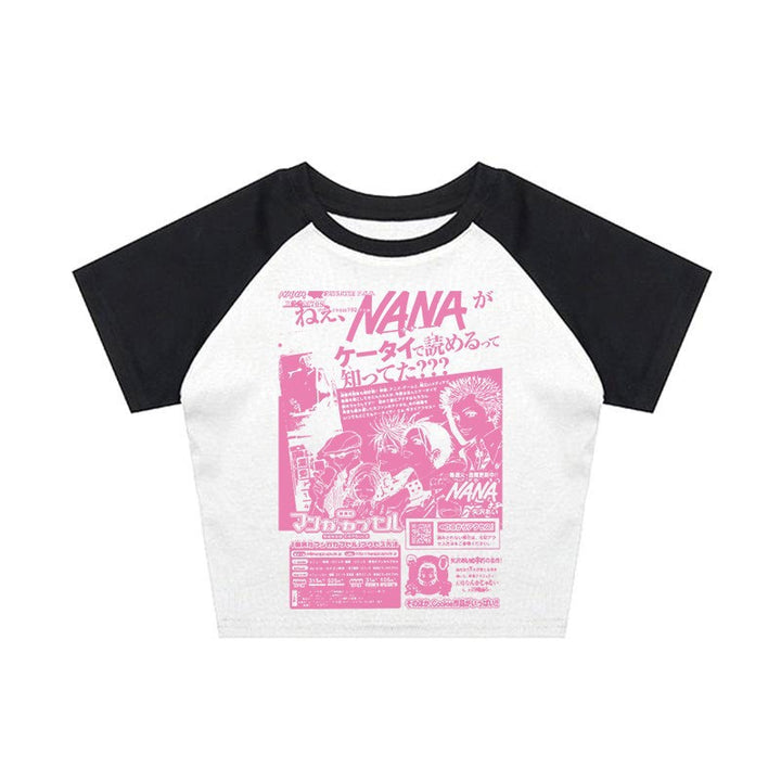 Damen Crop-Top mit kreativem grafischen Druck Drune