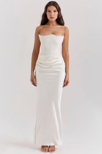 Damen Elegantes Abendkleid mit Herz-Ausschnitt und schimmerndem Oberteil Drune