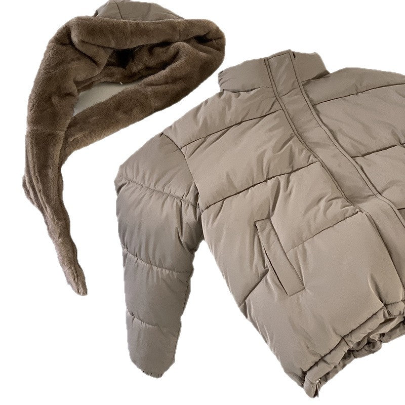 Damen Modische Pufferjacke mit abnehmbarem Kunstfellkragen und praktischen Taschen Drune