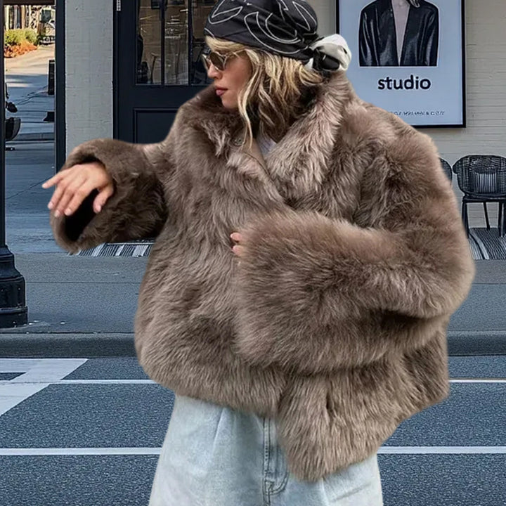 Damen Luxuriöse Kunstpelzjacke Drune