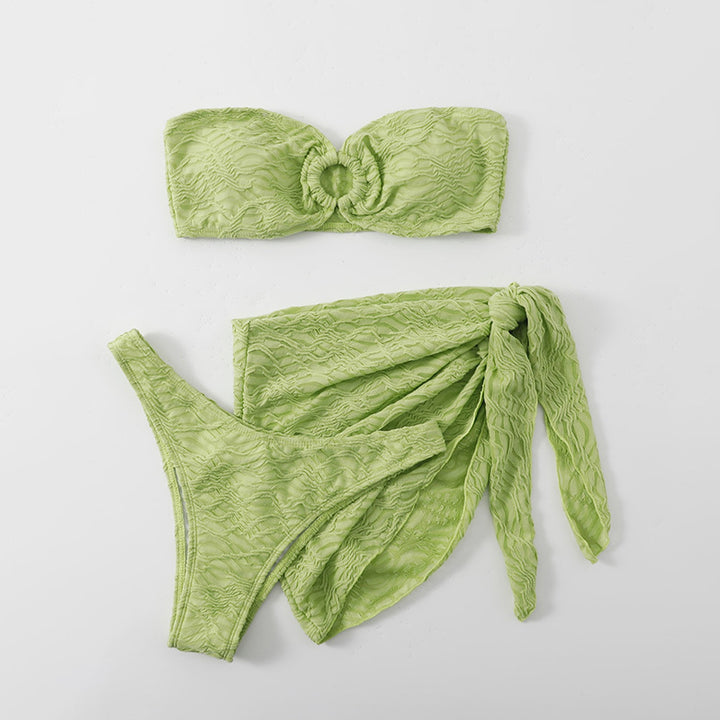 Damen Bandeau-Bikini-Set mit Rüschendetails und schickem Knotenelement Drune