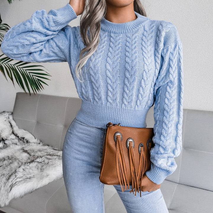 Damen Strickpullover mit strukturierter Zopfdesign und taillierter Silhouette Drune