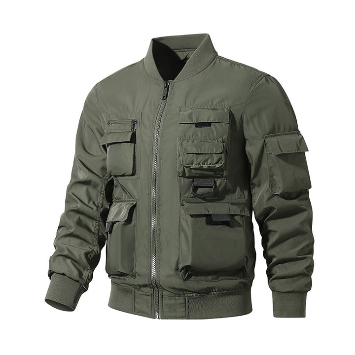 Herren Taktische Bomberjacke im Field‑Look mit modularen Außenfächern und elastischem Saum Drune