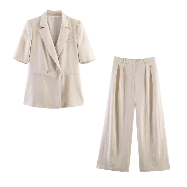 Damen weite Leinenhose mit eleganter Faltenlegung Drune